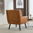 thumbnail image 3 of Tcbosik PU Leather Accent Chair, Mid-Century Living Room Chair, Upholstered Single Sofa Chair, Modern Arm Chair with Solid Wood Legs for Home Office, Light Brown, 3 of 9
