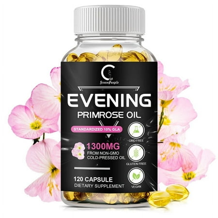 Evening Primrose Oil Capsules | Acids Softgels 1300mg -Promotes Skin & Cardiovascular Health -Non GMO & Gluten Free | 120 Capsules