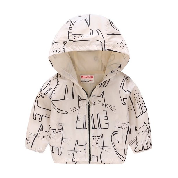 Chaqueta para niños y niñas, primavera y otoño, gorro fino, camisa con cremallera de moda bonita para bebés, abrigo para niños