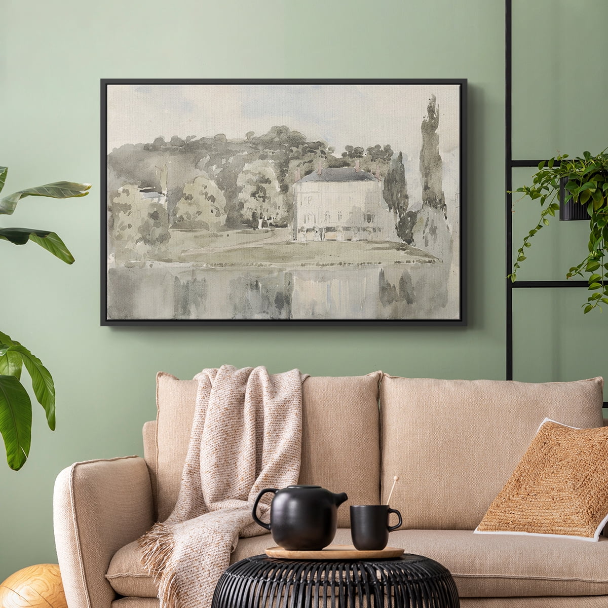 Vintage Landscape-CCCLXVI By Wexford Home Framed in Black Wood Gallery Wrapped Canvas 25 in. x 37 in.