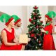 thumbnail image 4 of Conjunto de disfraz de elfo navideño para niñas y mujeres, disfraz de ayudante de Papá Noel, atuendo festivo navideño con sombrero de elfo, zapatos, cinturón, medias a rayas, 100 cm, 4 of 5