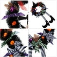 thumbnail image 6 of 16 Inch Witch Halloween Wreath,Hat Legs Pumpkin Door Decorations, Artificial Handmade Wreath for Front Door Or Indoor Wall Décor to Celebrate Halloween with Purple Light Strip, 6 of 6