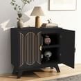 thumbnail image 5 of LEFHDA Small Line Sideboard Buffet Cabinet with Storage, Mid Century Modern Storage Cabinet with 4 Doors, Wooden Accent Cabinets for Living Room, Kitchen, Entryway (1PC, Black), 5 of 8