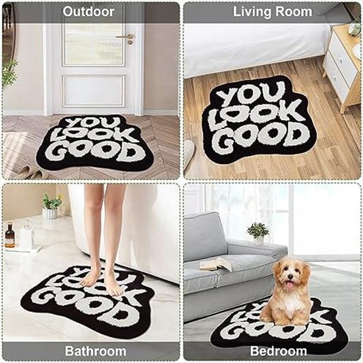 You Look Good Bath Mat Cute Bathroom Rugs Non- Absorbent Shower Rug for Bathroom Decor Kitchen Living Room