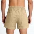 thumbnail image 2 of Fnooota Mens Cotton Linen Shorts, Relaxed Fit Drawstring Summer Casual Beach Shorts Khaki Size 4XL, 2 of 8