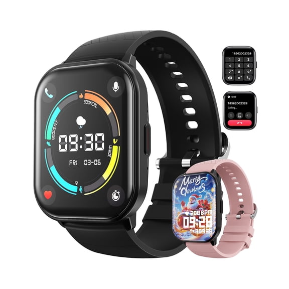 AUOSHI Smart Watch Fits for Android & Iphone (Bluetooth Answer/Make Calls), 2.01 inch IP68 Waterproof Tracking Fitness, Sleep Monitor/Pedometer/Calories,Multiple Sports Modes,Black