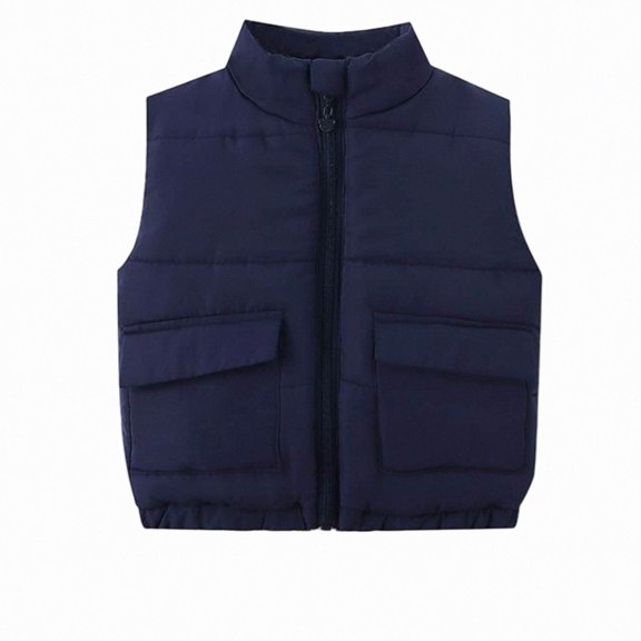 DJDLJWCJ Puffer Vest Girls Lightweight Cotton Warm Winter Jacket Full Zipper Sleeveless Jacket Navy Size 7