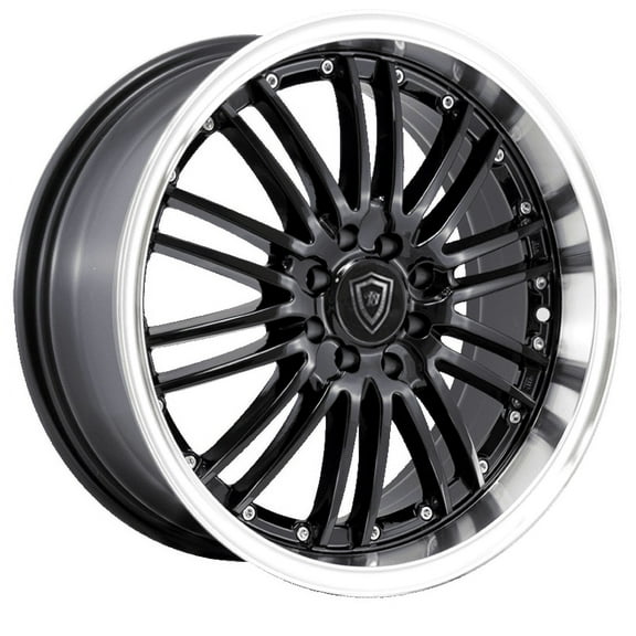 17X7.5 10-110/114.3 W-DIAMOND #820 Black Center / Polish Lip Wheel 35/73.1
