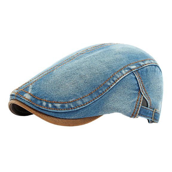 lnmuld Denim Newsboy Cap Adjustable Flat Cap Contrast Stitch Ivy Hat for Men Size:One Size