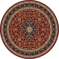 Tayse Sensation Area Rug 4780 RED Traditional Red Medallion Leaves 5' 3" x 5' 3" Round