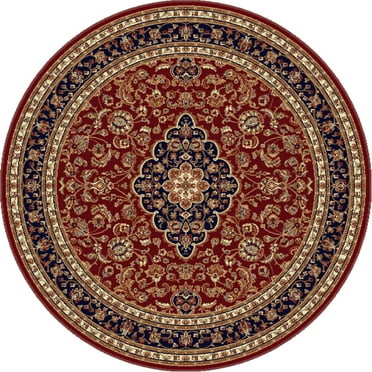 Tayse Sensation Area Rug 4780 RED Traditional Red Medallion Leaves 5' 3" x 5' 3" Round