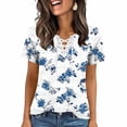 thumbnail image 2 of Favoffer Womens Printed Blouses V Neck Tie Front Short Sleeve Loose Fit Casual Tops Soft Shirts for Holiday Street Dating Weekend, 2 of 5