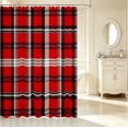 thumbnail image 2 of Manfei Classic Plaid Shower Curtain 72Wx84L,Vintage Check Bathroom Shower Curtain,Red Black White, 2 of 5