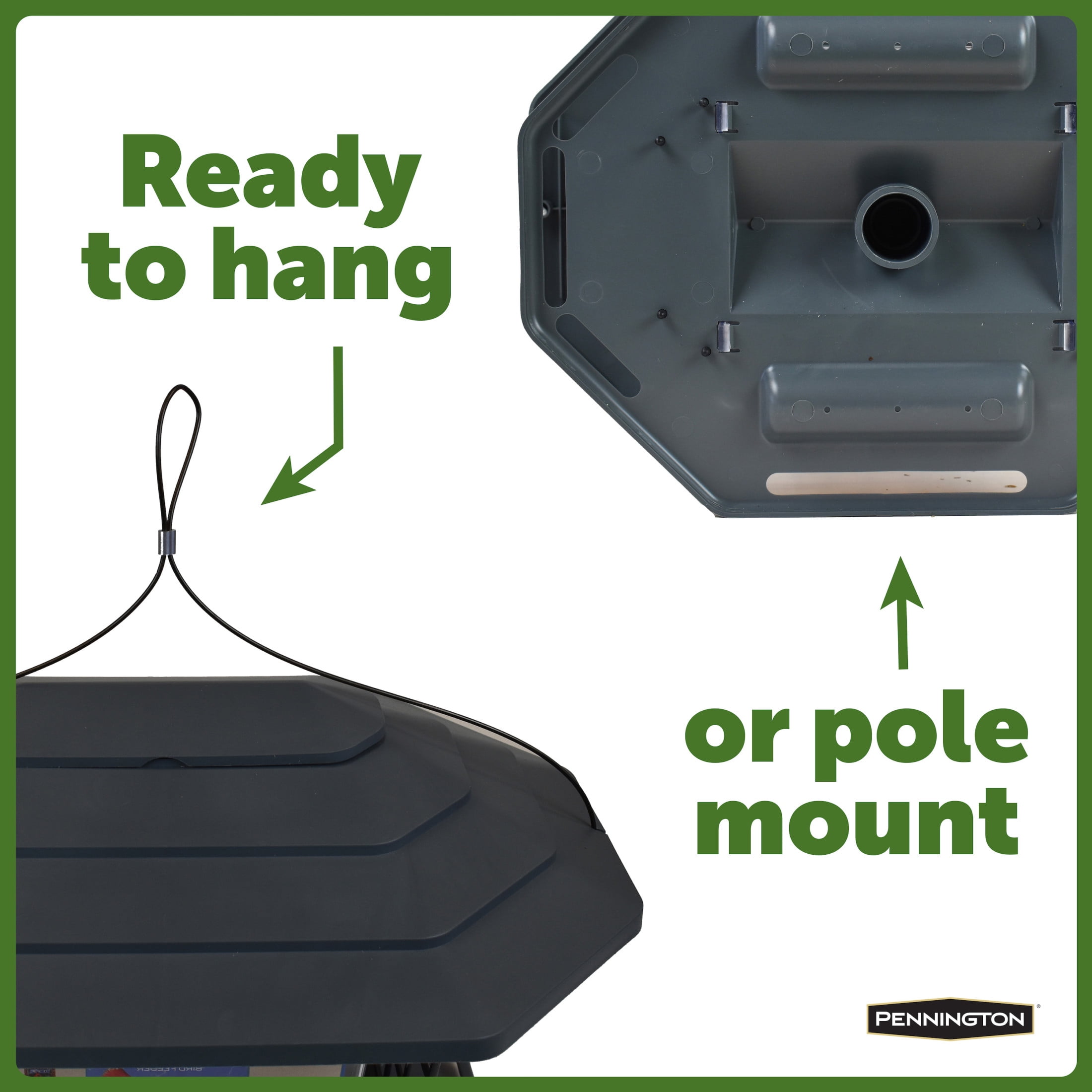 Pennington Earth Smart, Gray Recycled Resin EcoBistro Wild Bird Hopper Feeder 5 lb. Capacity, 2 Pack