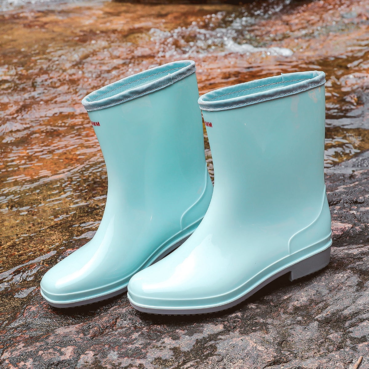 AUXDIQ Rain Shoes Women Mid-calf Boots Waterproof Rain Boots Outdoor Garden Shoes