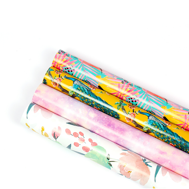 Envoltura de regalos, papel de regalo navideño, 12 piezas de 50*70 cm (rojo y verde *3 + pavo real *3 + selva tropical *3 + cielo estrellado *3)