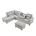 thumbnail image 6 of Gewnee 94.49” L-Shaped Modular Sectional Sofa with Nail Head-Design, with Storage Ottoman& 3 Headrests & 2 Built-in Cup Holders, Suitable for Living Rooms, Offices and Reception Rooms.Light Grey, 6 of 13