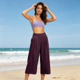 thumbnail image 4 of LEKODE Women Wide Leg Dress Pants High Waist Work Trousers Pleated Palazzo Pants Business Casual Outfits with Pockets Dark Purple M, 4 of 7