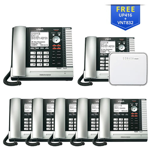 VTech UP416 Office Bundle Corded Phone System with 4 UP406 Corded Extension Deskset and UP407 Cordless Handset 