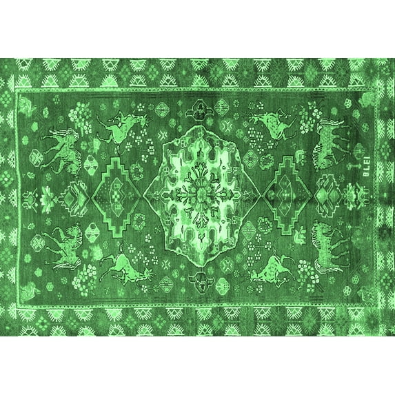 Ahgly Company Indoor Rectangle Animal Emerald Green Traditional Area Rugs, 6' x 9'