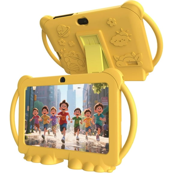 Kids Tablet 7 inch, Android Tablet for Kids, 4GB RAM 32GB ROM Toddler Tablet, Bluetooth IPS Screen Parental Control Dual Camera, with Shockproof Case for Educational Games, Tablets for Girls & Boys
