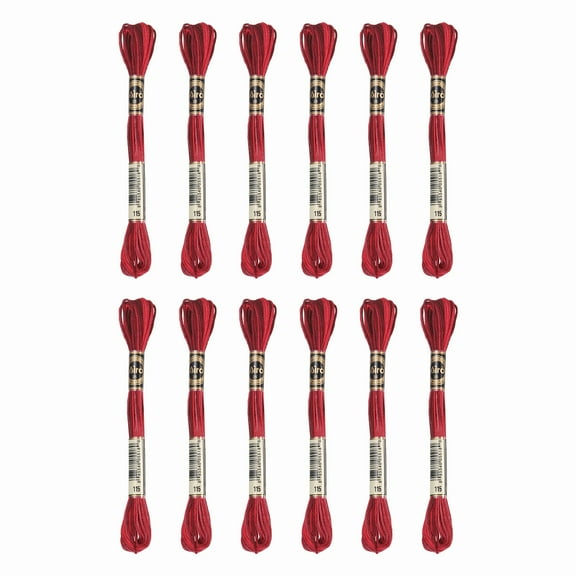 Uxcell 12 Skeins Embroidery Floss, Polyester Embroidery Threads Dark Red