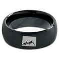 thumbnail image 2 of Tungsten Colorado The Centennial State Mountains Band Ring 8mm Men Women Comfort Fit Black Dome Brushed Polished, 2 of 4