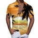 thumbnail image 1 of Camisas Cuello De Hombre Hombres Casual Manga corta Primavera Verano Turndown Neck 3D Impreso Camisas Moda Top Blusa Camisas (Orange, M), 1 of 4