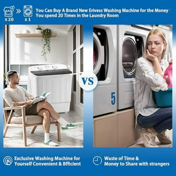 Compact Portable Mini Twin Tub 18lbs Washing Machine, Get Dry Rack and 10 hangers for free! Washer and Spin Cycle Combo, for Camping, Apartments, Dorms, RVs(Black)