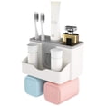thumbnail image 1 of Toothbrush Holder with Automatic Toothpaste Dispenser Multifunctional Wall-Mounted Space-Saving No Drill Toothbrush Storage Set for Family Bathroom Storage (Four Cups), 1 of 7