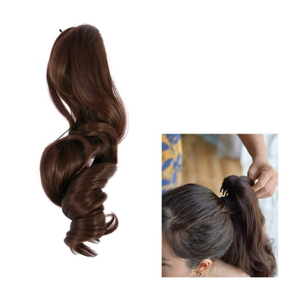 FRCOLOR Women Curly Wig Made from High Temperature Fiber Dark Brown Color with Claw Clip for Decoration 24 Inches