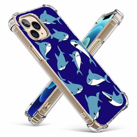 Cute Shark Collage Case for iPhone 12 Pro Max,Aesthetic Art Design Pattern Soft TPU Bumper Case Cover