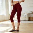thumbnail image 4 of LIIPEE Womens Leggings Casual Solid Color Slim-Leg Cropped Low Legging Female Tight Seamless Waistband Comfortable Hip-Lifting Breathable Soft Daily Yoga Pants With Pockets,M, 4 of 6