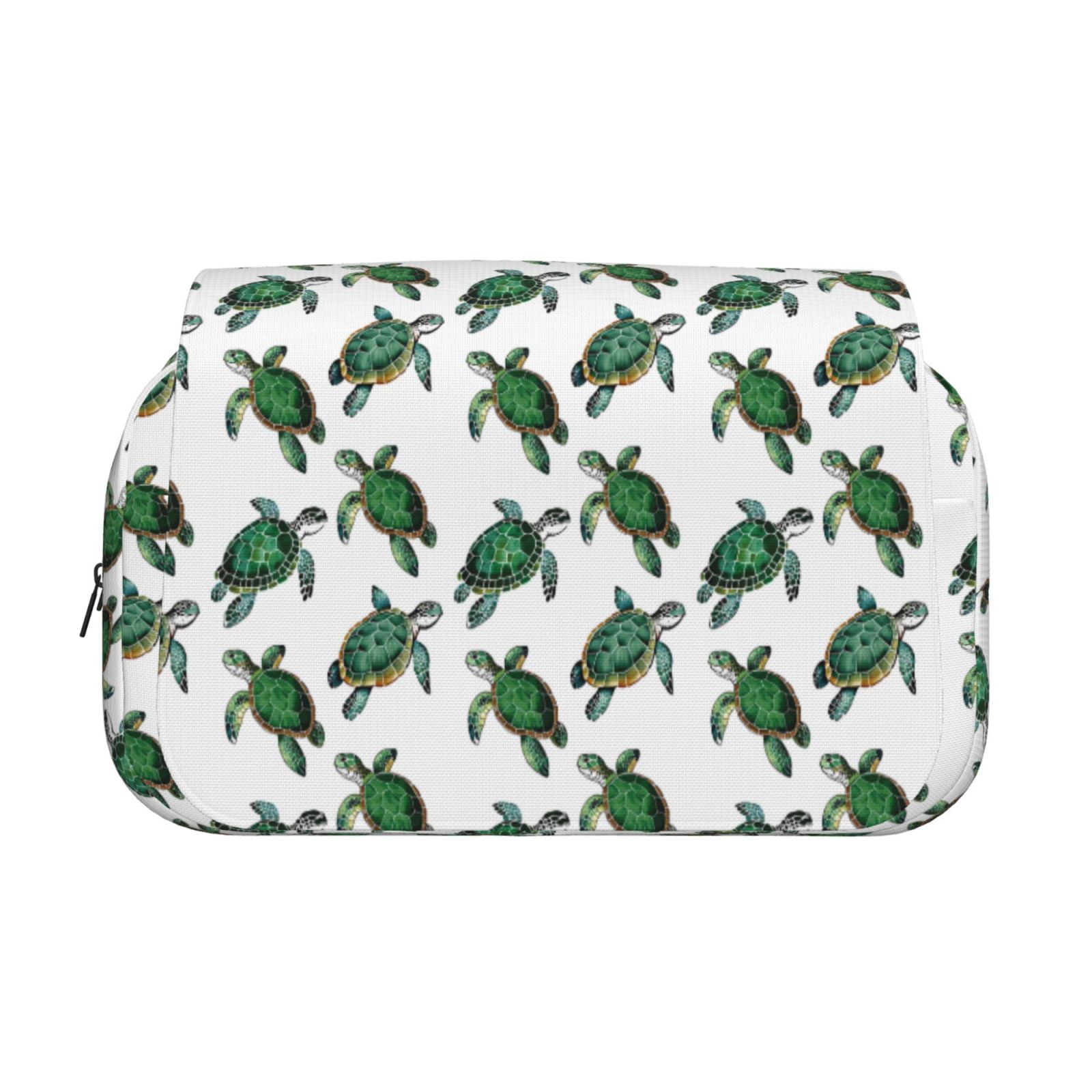 Rateoe Watercolor Turtle Pattern Double Clamshell Pen Case, Storage Organizer with Two Zipper Compartments– Holds Up to 50 Pencils & Pens