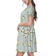 thumbnail image 2 of Wukai Bees Print Women’s Short Sleeve Dress, Comfortable Casual Dress, Soft Polyester Spandex Blend, Stylish Everyday Wear for Summer, 2 of 6
