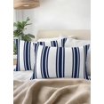 thumbnail image 2 of Outdoor Pillows Waterproof, Navy Blue Striped Throw Pillows with Inserts Included, Farmhouse Vertical Stripes Indoor Outdoor Decorative Lumbar Pillow for Bed/Couch/Patio 12"x20", 2Pcs, 2 of 8