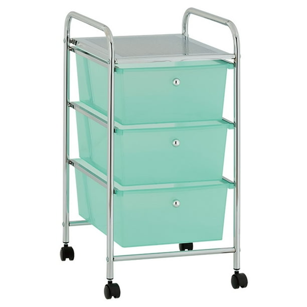 Urban Shop Plastic 3 Drawer Rolling Organizer Storage Cart, Multiple