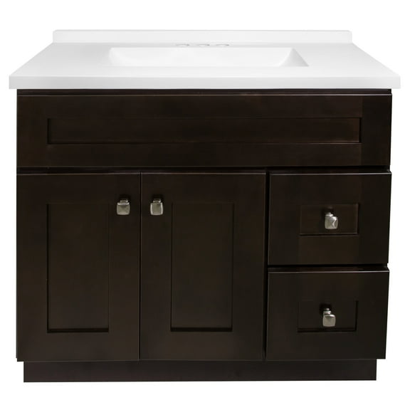 Brookings 37" Solid Wood Vanity in Espresso with Modern Sink Top Fully Assembled