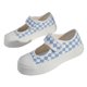 thumbnail image 4 of Zapatos de Lona 3,5 CM Suela Gruesa Punta Redonda Suave Cómoda Textura Inferior de Goma Correa en el Tobillo Zapatos de Verano para Mujer Azul 38, 4 of 8