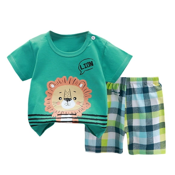 Akiihool Big Boy Outfit Boys 2 Piece Summer Outfits Kids Quarter Zip Polo Shirt and Shorts Set Athletic Tracksuit (Green,3-4 Years)