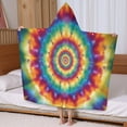 thumbnail image 5 of Colorful Tie Dye Dot Mandala Pattern Hooded Bath Towel，60"x35" for Ages 3 To 12 Kids, Quick Dry Lightweight Soft Microfiber Hood Beach Towel Cover Up for Kids, 5 of 7