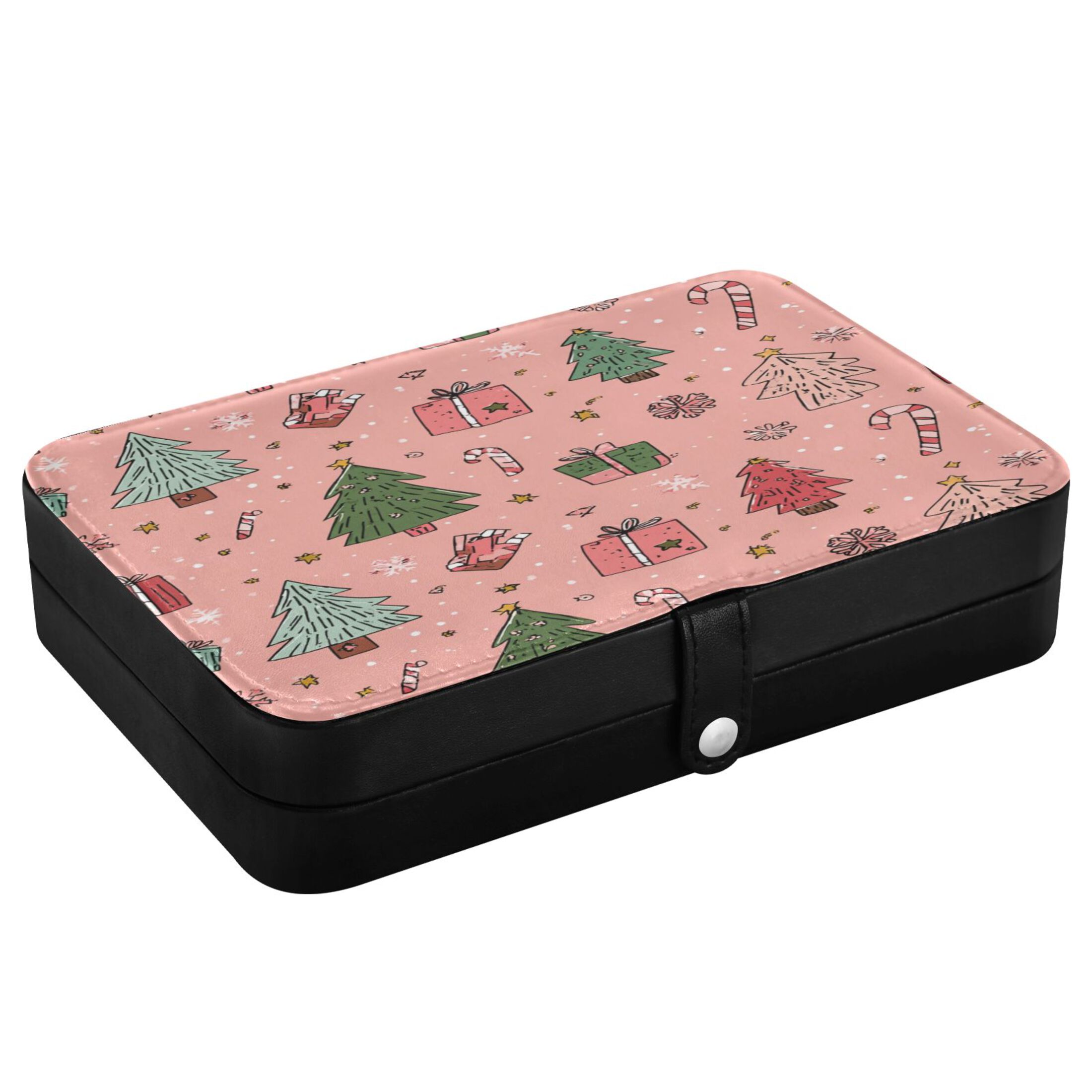 Leather Jewelry Box Rectangular 8.27x5.5x1.78In Travel Jewelry Storage Earrings Necklace Bracelet Watch Brooch Storage Seamless Christmas Gifts