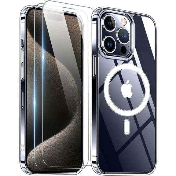Entronix 3-in-1 Magnetic Clear Case Compatible with iPhone 15 with Screen Protector