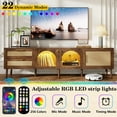 thumbnail image 3 of LED TV Stand for TVs up to 80'' with LED Lights, 70" Large Entertainment Center with 2 Drawers and 3 Cabinets, Media Console Table for Living Room with Cable Management, Brown, 3 of 9