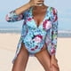 thumbnail image 2 of MKLEKYY Trajes De Baño Mujer Women Floral Print Swimsuits Deep V Neck Swimwear Women 2 Bathing Suit Sexy Monokini Suits Summer Wear Beach Cover Ups, 2 of 6