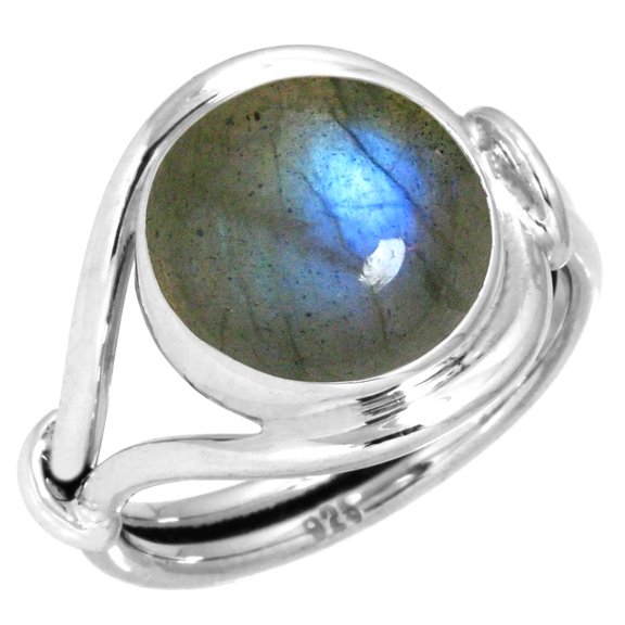 Natural Labradorite Ring 925 Sterling Silver Handmade Jewelry