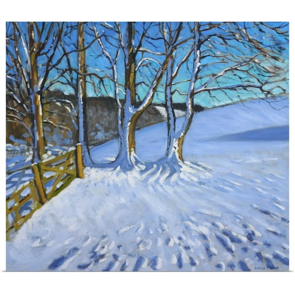 Great BIG Canvas | Rolled Andrew Macara Poster Print entitled Gate And Trees Winter Dam Lane Derbyshire