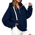 thumbnail image 2 of SYwaren Oversized Hoodie for Women Half Zip Long Sleeve Casual Sweatshirt Side Slit Tops, 2 of 7
