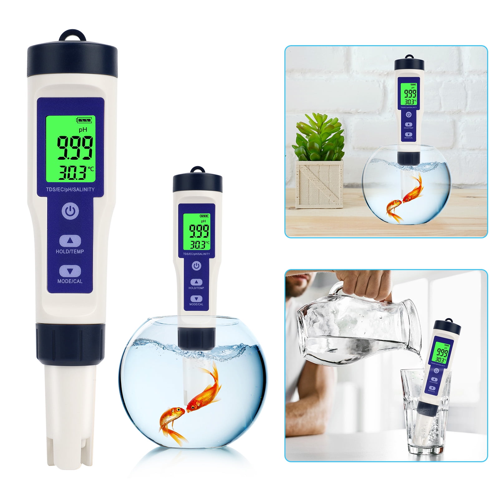 TSV PH TDS EC Salinity Temperature Tester, 5 in 1 Digital Water Quality