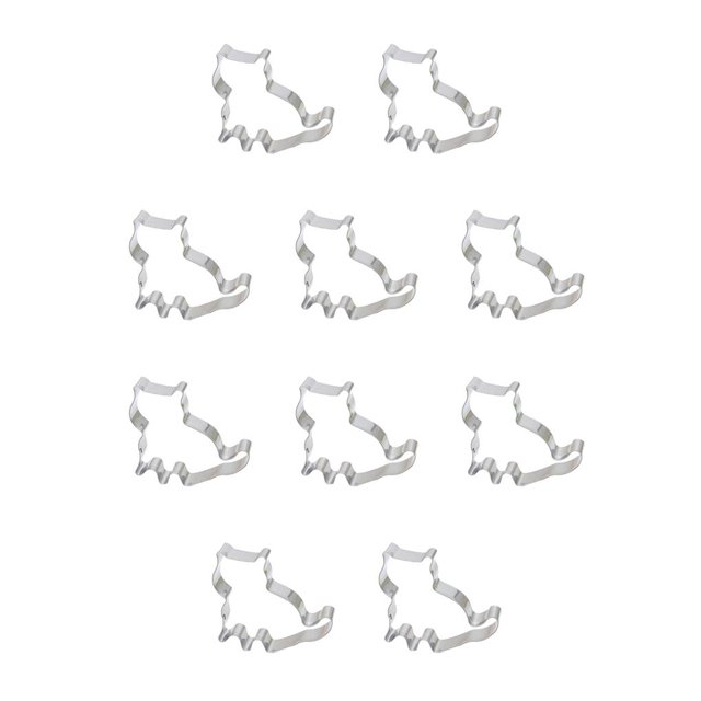Kearding Molde de galletas con forma de gato de acero inoxidable, fabricante de Fondant, herramientas de decoración, molde DIY para galletas de 7*7.5 cm 10piezas Kearding CBP047234